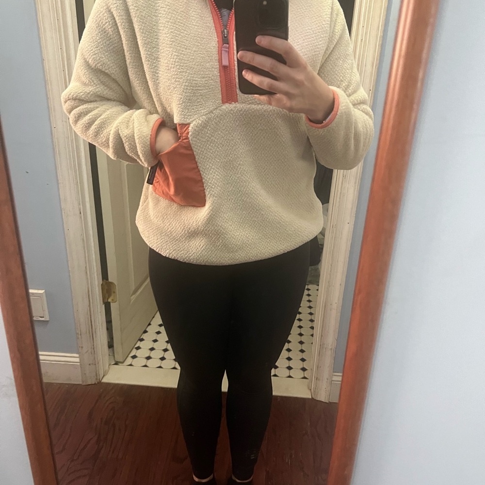 Cozy Cream and Coral Pullover